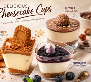 3 Cheesecake Shots (Biscoff, Nutella & Blueberry)