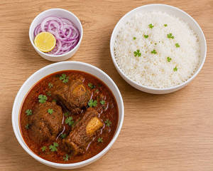 Mutton Curry (3pcs) With Steamed Rice