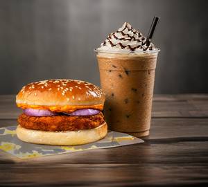 Crispy Chicken Burger Cold Coffee Combo