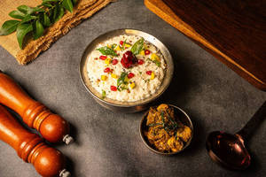 Andhra Style Curd Rice With Chicken Chukka