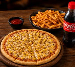 Corn Single Pizza Combo(Masala Fries,Veg Pizza ,Coca Cola Pet Bottle 250Ml)