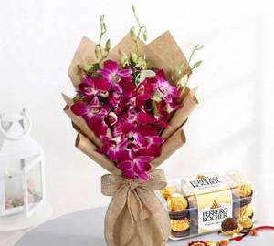 Ferrero Rocher purple orchid With Rakhi