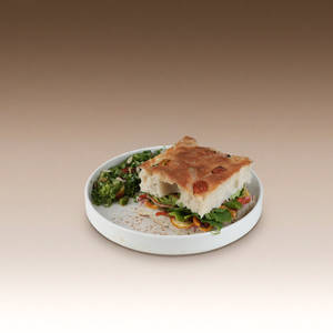 Avocado, Beetroot Walnut Cream And Roasted Veggies Focaccia