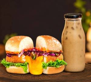 Veg Fiery Cheese Volcano Burger Cold Coffee Combo