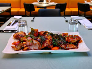 Chilli Paneer With Basil