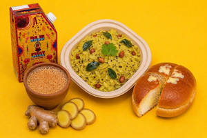 Mega Chai & Poha Combo (10 Kullad Adrak Chai, 5 Kanda Poha & 5 Bun Maska)