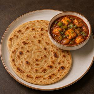 Paratha (2 pcs) With Chilli Paneer Gravy