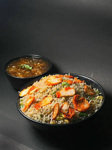 Chicken Manchurian Rice With Gravy