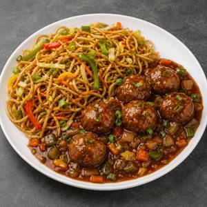 Veg Chowmein With Veg Manchurian Gravy (Variant 2)