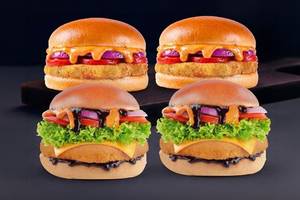 2 Crispy Veg Burgers + 2 BBQ Veggie Burgers