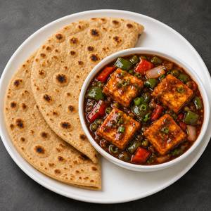 Tawa Roti (2 pcs) With Chilli Paneer Gravy (4 pc )