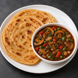 Paratha (2pc) With Chilli Mushroom Gravy