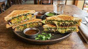 Samosa Sandwich+Cheese Chutney Grilled Sandwich Combo