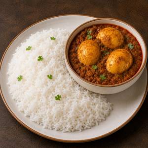 Steam Rice + Egg Bhujia (3 Pc Egg)