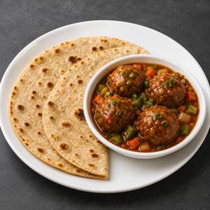 Tawa Roti (2pc) With Veg Manchurian Gravy (4 pc )