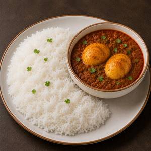 Steam Rice + Egg Bhujia Curry (2 Pc Egg)