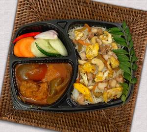 Egg Chicken Fried Rice With Chili Chicken Dry 2 Pcs Thali
