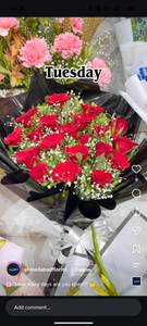 20 Red Roses With Gipso Bucket