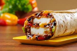 American BBQ Paneer Salad Burger Wrap.