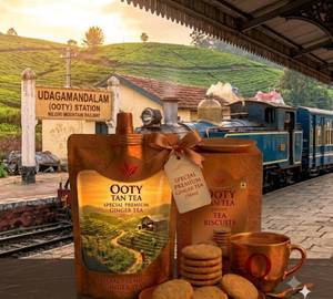 Combo Spl Premium Ginger Ooty Tan Tea 250Ml & Biscuits Small 20-Piece