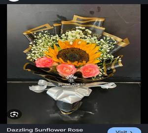 Sunflower Blush Fish pinkish Rose's bouquet