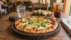 Veg Cheese Pizza+Cheese Garlic Bread With Cold Beverage Combo