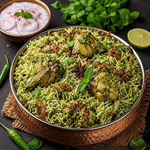 Classic Green Chicken Dum Biryani