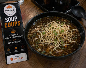 Chicken Manchow Soup With Fried Noodle