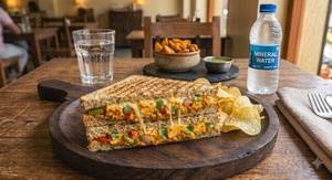 Veg Cheese Grilled Sandwich With Wafer