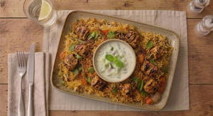 Soya Chaap Biryani With Raita