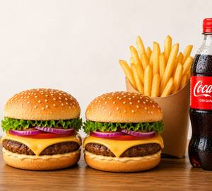 2 Cheese Burgers + French Fries + Coke