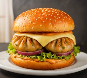 Single Cheese & 2 Momos Veg Burger