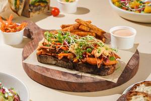 Korean Roasted Chicken Open Toast