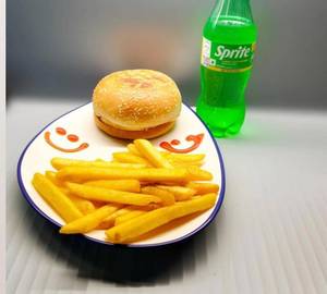 Burger With Fries & Sprite