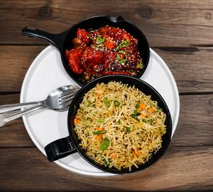 Veg fried rice   and  veg manchurian