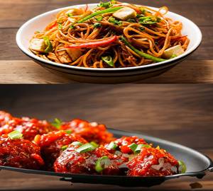 Veg noodles   and  veg manchurian