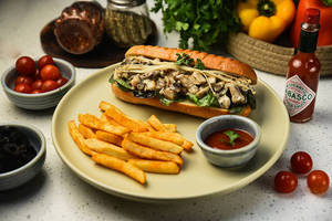 Three Mushroom Hot Dog Sandwich