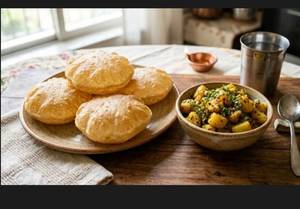 Aloo jeera with poori [4 pieces]