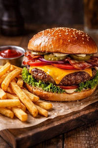 Miami Hot Burger With Fries
