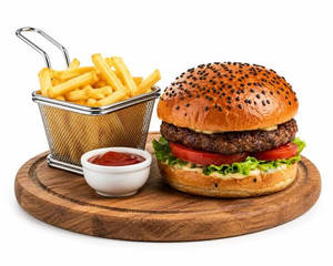 Veggie Pesto Burger With Fries