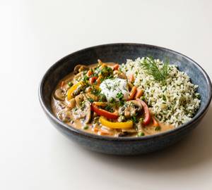 Veg Stroganoff With Herbed Rice