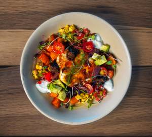 Grilled Kalari Cheese, Sauce Vierge With Berry Compote & Salsa Matcha