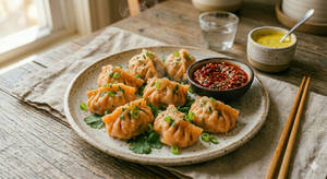 Steamed Szechuan Chicken Momos [8 Pieces]