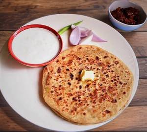 Desi Ghee Aloo Paratha 2 served with dahi