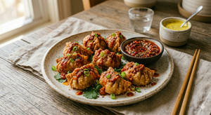Fried Szechuan Chicken Momos [8 Pieces]