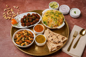Babycorn Biryani+manchurian+3 Pulka Curry