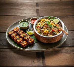 Veg Biryani + Paneer Sholay Kebab Combo [10/12 Pcs]