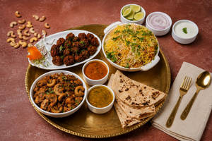 Mushroom Biryani + Manchurian+3 Pulka Curry