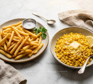French Fries + Salty Sweet Corn