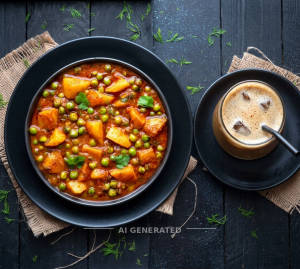 Aloo matar + Cold coffe [1 cup]